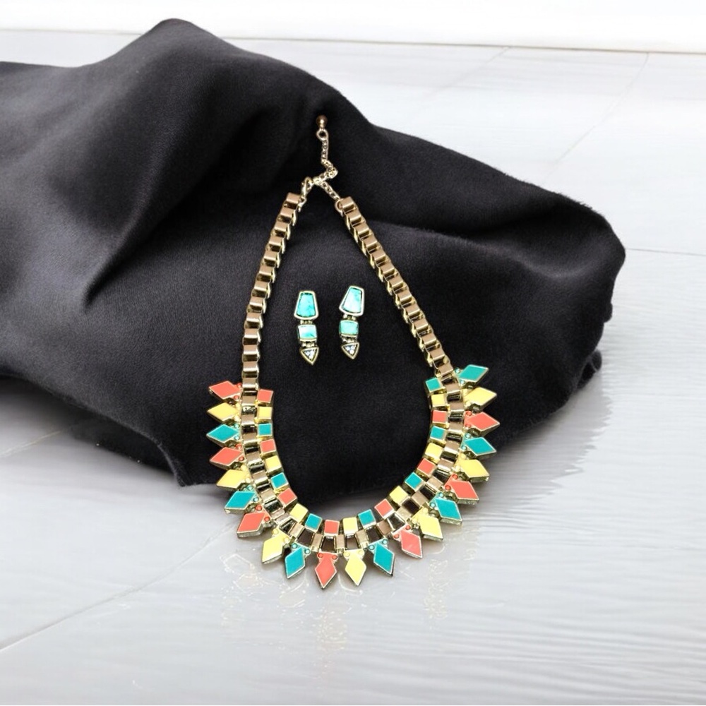 1980 Vibrant Vintage Earrings and Necklace